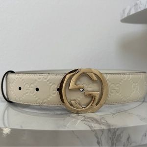 Gucci monogram ivory leather belt size 75cm